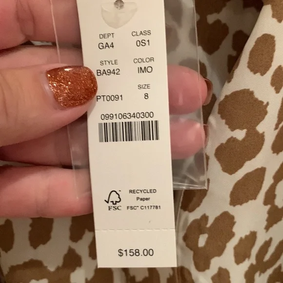 J CREW TIE-WAIST SHIRTDRESS BROWN CREAM LEOPARD PRINT LONG SILHOUETTE SIZE 8 - Picture 13 of 14